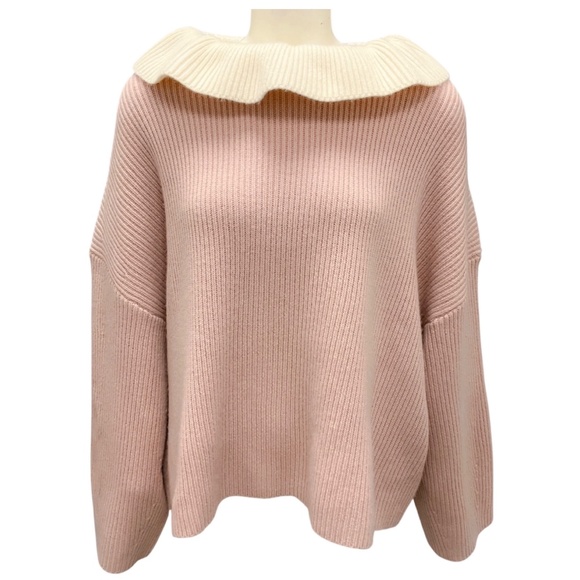 ALTUZARRA AGED MAUVE ZOPPEZ RUFFLED CASHMERE SWEATER - Picture 1 of 6